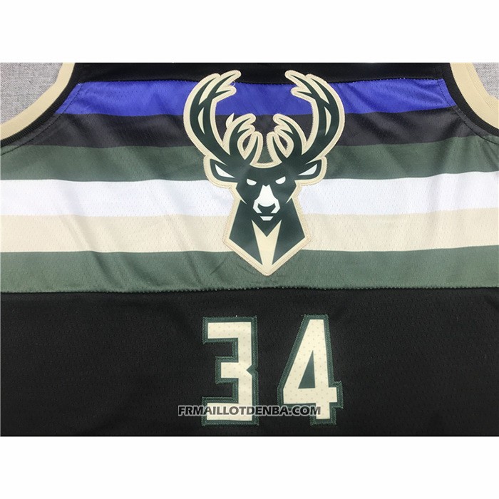 Maillot Milwaukee Bucks Giannis Antetokounmpo NO 34 Statement 2021 Finals Noir